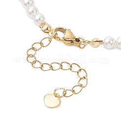 Золотистые ожерелья из круглых жемчужин в форме ракушек&nbsp;NJEW-JN05864