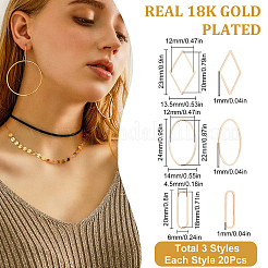 60 шт. 3 стильных соединительных кольца из латуни с покрытием KK-BBC0003-08