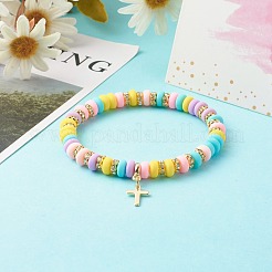 Браслеты из полимерной глины ручной работы эластичные браслеты BJEW-JB06488