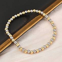 Латунные круглые браслеты из бисера для мужчин и женщин BJEW-B148-05B-GP
