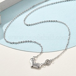 925 серебряное ожерелье с подвеской в виде сердца из прозрачного кубического циркония для женщин&nbsp;NJEW-D315-04P