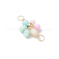 Подвески-коннекторы в виде цветка радуги из окрашенной натуральной пресноводной ракушки с медной проволокой&nbsp;PALLOY-JF03768-02