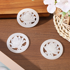 3 шт. натуральный афганский белый нефрит полые большие подвески&nbsp;G-CA0001-79