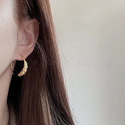 女性のための真鍮のスタッドピアス  小麦  ハーフフープピアス  ゴールドカラー  27.4mm&nbsp;WGD7860-01