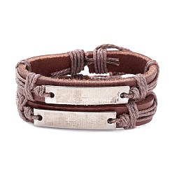 Bracciale in cordoncino di cuoio per uomo donna&nbsp;BJEW-C005-01B