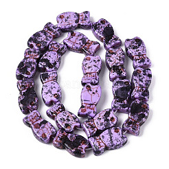 С напылением окрашенные синтетические бирюзовые бусинки TURQ-T004-16D