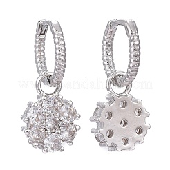 Orecchini a cerchio huggie in zirconi cubici micro pavè di ottone&nbsp;EJEW-K083-25P-B