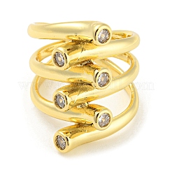 Открытое кольцо-манжета из латуни с микропаве из кубического циркония&nbsp;RJEW-C033-02G