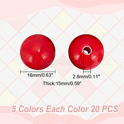 100шт 5 стильные прозрачные и непрозрачные акриловые бусины&nbsp;MACR-AR0001-16