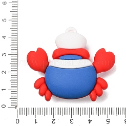 ポリ塩化ビニールのプラスチックチャーム  カニチャーム  ブルー  42.5x48.5x19.5mm  穴：2.5mm&nbsp;PL-CBAC107-07C