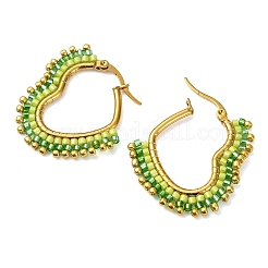 Pendientes de aro con semillas de vidrio para mujer&nbsp;EJEW-MZ00797-02