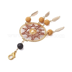 Плетенная паутина/сетка с перьями&nbsp;HJEW-MZ00074-01