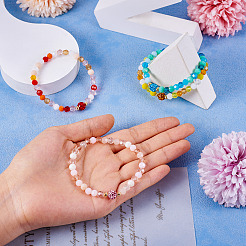 Комплект из 4 браслета из 4 граненых круглых стеклянных бусин BJEW-TA0001-16