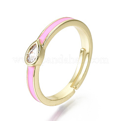 Регулируемые латунные кольца с прозрачным кубическим цирконием RJEW-T016-04G-NF