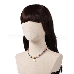子供のためのユニコーンテーマのブレスレットとネックレスセット  アクリル ビーズ ストレッチ ブレスレット & 合金エナメル ペンダント ネックレス  ミックスカラー  ネックレス：17.32インチ（44cm）  ブレスレット：1-3/4インチ（4.4cm）&nbsp;SJEW-JS01265