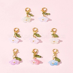 8 шт. 8-х цветные акриловые подвесные украшения-цветы HJEW-FS00034-04