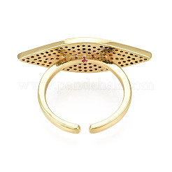 Открытое кольцо-манжета с кубическим цирконием и конским глазом&nbsp;RJEW-N037-014C