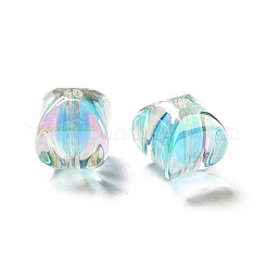 ツートン UV メッキ レインボー虹色アクリル ビーズ  長方形  ライトスカイブルー  15~15.5x14x14mm  穴：2.7mm&nbsp;TACR-D010-04E