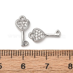 真鍮製マイクロパヴェキュービックジルコニアペンダント  キーホルダーキー  プラチナ  13.5x6.5x2mm  穴：1.2mm&nbsp;ZIRC-L105-05A-P