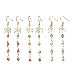 3 пара серег-подвесок в стиле лэмпворк с бантом от сглаза EJEW-JE06572