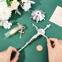 Religion Legierung Kruzifix Kreuz Statue Display Dekorationen&nbsp;DJEW-WH0043-93