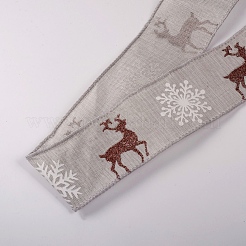 Ruban de toile de jute de noël&nbsp;SRIB-WH0006-15A