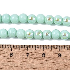 電気メッキオペークガラスビーズ連売り  ラウンド  虹メッキ  半分メッキ  アクアマリン  6~6.5mm  穴：0.8~1mm  約67~72個/連  14.57~15.35インチ（37~39cm）&nbsp;EGLA-Q132-6MM-01C-11