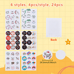24 шт. 6 стиля круглые бумажные наклейки с надписью «Спасибо» DIY-GA0007-46
