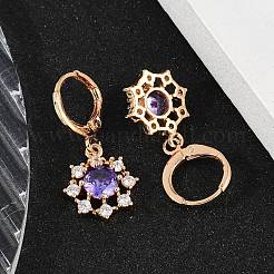 Латунные микропроволочные кубические серьги с цирконием EJEW-K300-06G