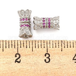ラインストーンの留め金が付いたスターリングシルバー925個  花  プラチナメッキ  9x5x5mm  穴：2x0.5mm&nbsp;STER-B005-39A-P