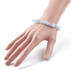 天然アクアマリンチップビーズジュエリーセット  女性用ジェムストーンストレッチブレスレット＆ダングルピアス  プラチナ  35mm  ピン：0.5mm  内径：2-1/8インチ（55mm）&nbsp;SJEW-JS01232-07