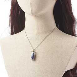 Bouteille de souhait en alliage et verre avec colliers pendentifs en pierres précieuses naturelles mélangées&nbsp;NJEW-JN03623