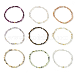 Braccialetti elasticizzati con pietre preziose naturali e perline di ottone per uomo e donna&nbsp;BJEW-JB13942