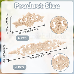 12 шт. 2 стиля натурального цельного дерева резная накладка аппликация ремесло&nbsp;AJEW-AR0005-05