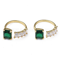 Прямоугольное открытое кольцо-манжета из кубического циркония&nbsp;RJEW-N035-123