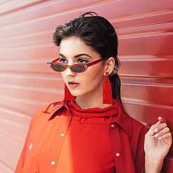 4 пара серег-кисточек из двухцветного полиэстера с бисером EJEW-FI0002-96