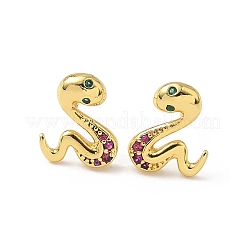 Серьги-гвоздики из латуни с микропаве из кубического циркония&nbsp;EJEW-D318-11G