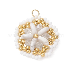 Подвески в виде цветов из натуральных драгоценных камней и стеклянного бисера&nbsp;PALLOY-MZ01211