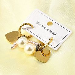 Серьги-кольца из пластика с имитацией жемчуга из нержавеющей стали 304 EJEW-D308-06PG