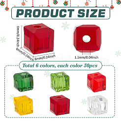 300 шт. 6-х цветные прозрачные стеклянные бусины с рождественской тематикой GLAA-PH0003-53