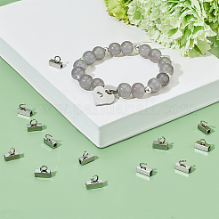 201ステンレススチールチューブベイル60個  長方形  ステンレス鋼色  6.5x8x3mm  穴：2.5mm&nbsp;STAS-DC0009-85