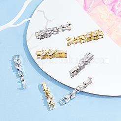 10 шт. 2-цветная застежка для часового ремешка из латуни с прозрачным кубическим цирконием KK-DC0001-43