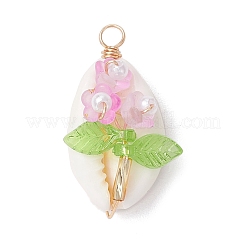 Подвески-цветы из натуральной ракушки каури&nbsp;PALLOY-JF03833