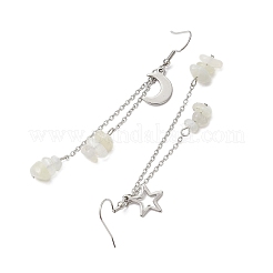 Серьги-подвески в форме звезды и луны из нержавеющей стали 304&nbsp;EJEW-JE06394