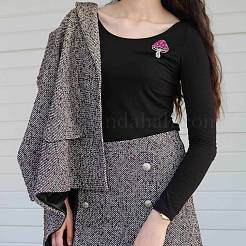 Брошь-гриб из кубического циркония JBR102A