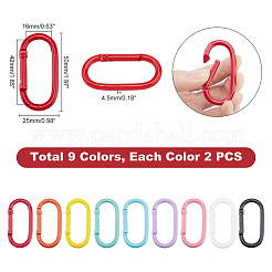 18 шт. 9-х цветные алюминиевые пружинные застежки-кольца&nbsp;KEYC-PH0001-46