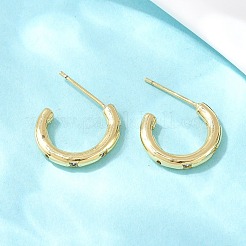 Серьги-гвоздики из латуни в форме буквы С с прозрачным кубическим цирконием&nbsp;EJEW-A156-10A-G