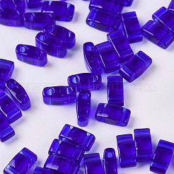 MIYUKIハーフティラビーズ  日本製シードビーズ  2の穴  （htl151)透明コバルト  5x2.3x1.9mm  穴：0.8mm  約2500個/100g&nbsp;SEED-J020-HTL151