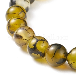 Bracelet extensible en perles rondes d'agate veines de dragon naturel&nbsp;BJEW-JB08645