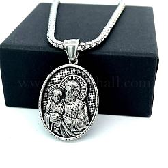 Мужские подвески-ожерелья из нержавеющей стали 304 с изображением Святого Иосифа и младенца Иисуса VJ3580